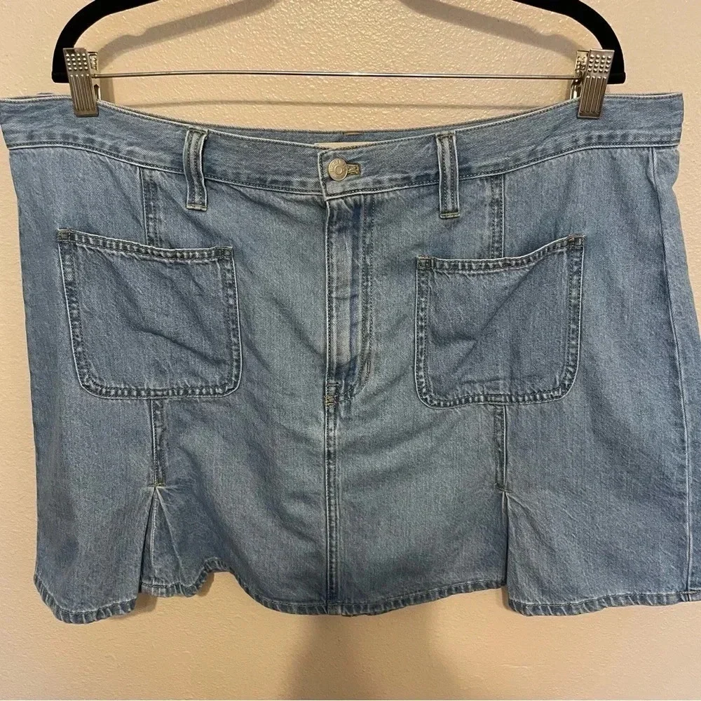 Madewell Pleated Denim Mini Skirt Size 33 Light Wash Denim Coastal Cowgirl - Picture 5 of 8